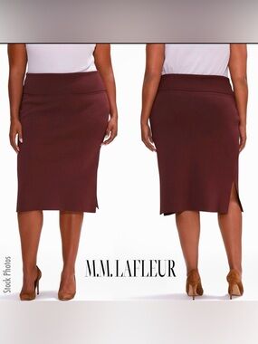 MM Lafleur Harlem Stretch Knit Pencil Skirt in Chestnut (+3)